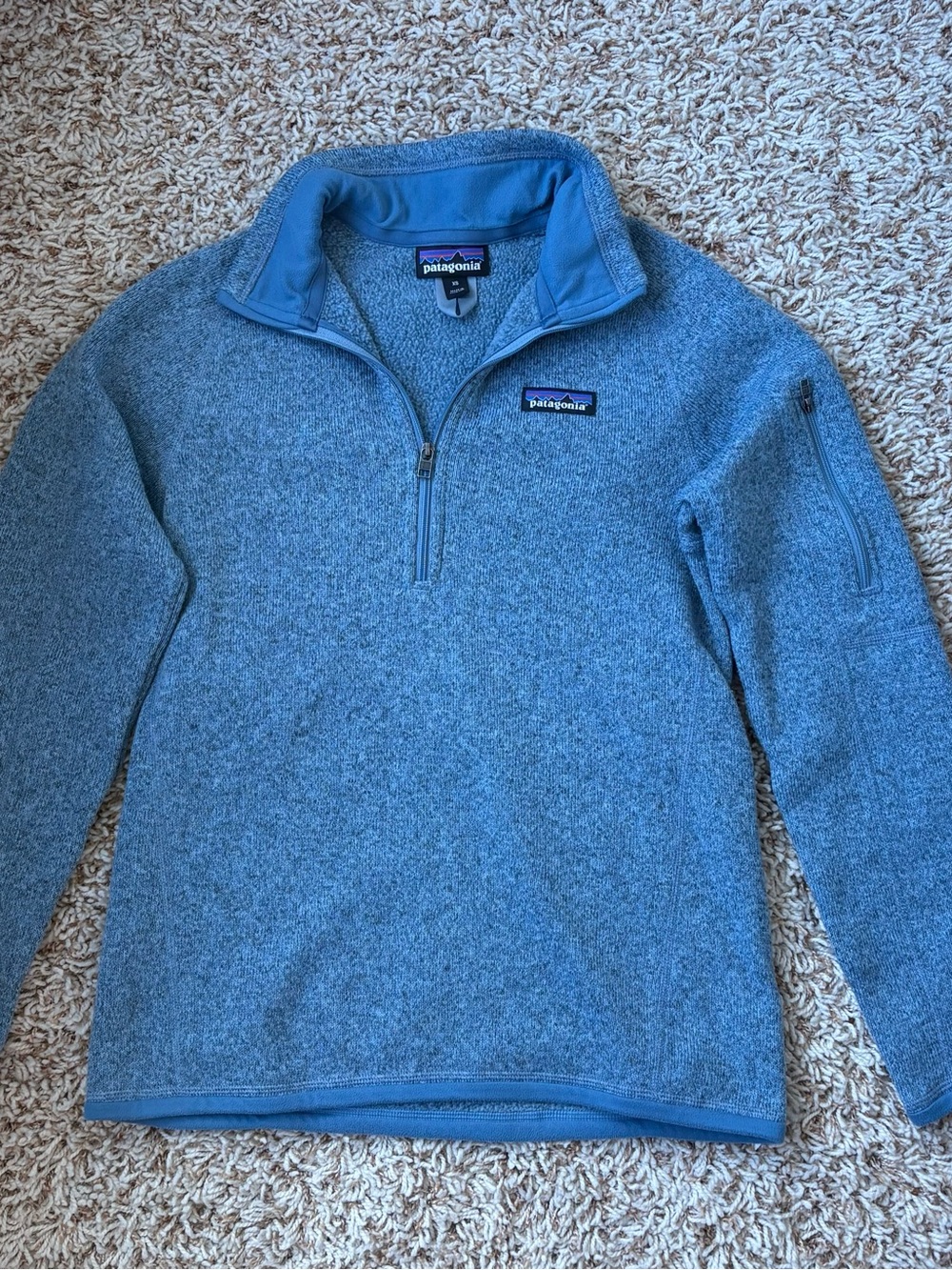 Patagonia Blue Heathered Quarter-Zip Fleece Pullover